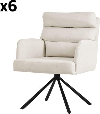 ML Design 6x sillas de comedor giratoria beige tapizado respaldo extra&iacute;ble