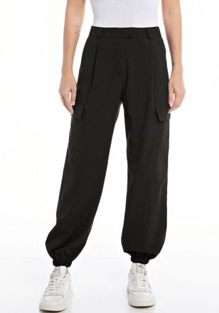 Replay Cargohose REPLAY, Damen, Gr. 25, N-Gr, schwarz, Obermaterial: 62% Lyocell, 28% Viskose, 8% Wolle, 2% Elasthan, comfort fit lang, Hosen Cargohose