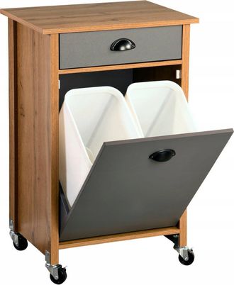 AC-D&eacute;co Carrito Moderno Kesper Marr&oacute;n Y Gris Con Ruedas