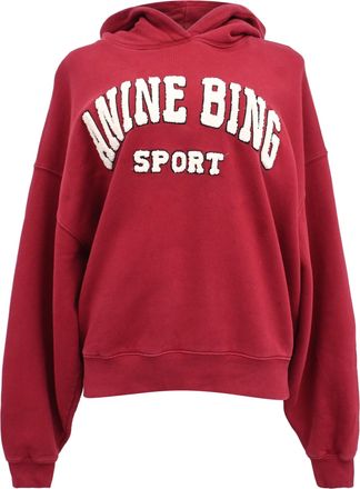 Anine Bing Alec Hoodie in Red Cotton