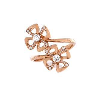 Bulgari Fiorever Double Ring 18K Rose Gold and Diamonds