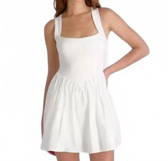 French Connection Cleo Ponte Poplin Mini Dress In Summer White