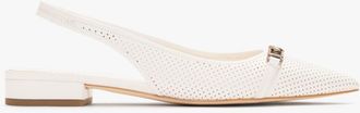 Kate Spade New York Womens Hallie Perforated Leather Slingback Flat - Beige - Size UK 4.5