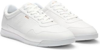 BOSS Leather trainers with gold-tone logo