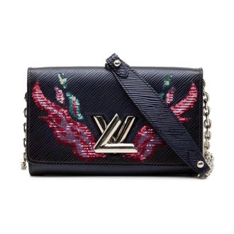 Louis Vuitton Pre-owned Portemonnee met ketting en pailletten - Dames - Pre-owned - Blauw - Maat: ONE Size Leer