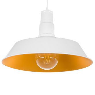 Beliani L&aacute;mpara De Techo De Aluminio Blanco Amarillo Pantalla Redonda 1 Luz Moderno Cocina Sala De Estar Bayou