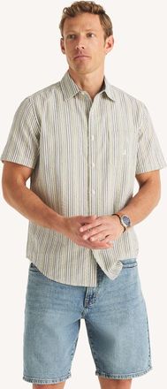 Nautica Mens Short-Sleeve Striped Seersucker Shirt