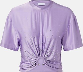 Paco Rabanne T-shirt cropped con cristalli