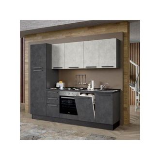 Gastone Rinaldi Cucina Licola 255x216 h reversibile colore iron e pensili spatolato con lavastoviglie