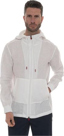 Kiton Heren, Jassen, Wit, Maat: M Linnen