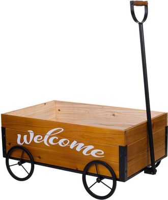 Wanderlust Deco Wanderlust Deco - Carretilla De Madera Y Metal Con Mango De Arrastre 63x39,5x72h Cm