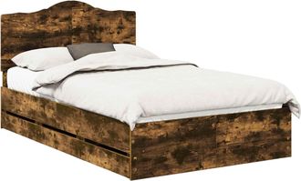 vidaXL Estructura De Cama Roble Ahumado 120 X 190 Cm Madera Ingenieril Vidaxl