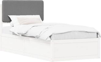 vidaXL Estructura De Cama Con Cabecera Tapizada Gris Claro 75 X 190 Cm Vidaxl