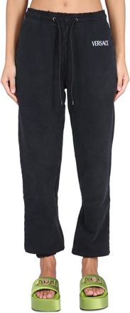 Versace Black Cotton Logo Activewear