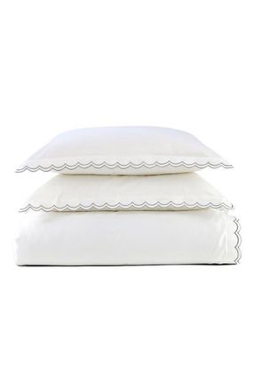 Christy Scallop Edge Luxury Cotton Sateen Duvet Cover Sets in Silver at Nordstrom, Size King/california King
