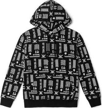 Vans (WMNS) Vans Printed Long Sleeve Hoodie Black White VN0A4UTVZFP