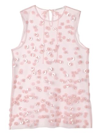 Cecilie Bahnsen Utania sequin blossom tulle top - women - Polyester - 12 - Pink