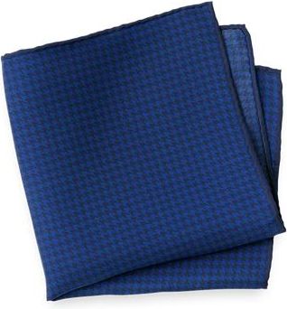 Paul Fredrick Houndstooth Silk Pocket Square in Blue at Nordstrom