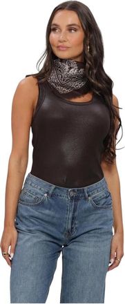 Summum Rib Tanktop Cotton Rib - Dames - Tops zonder mouwen - Bruin - L - Katoen - Tops