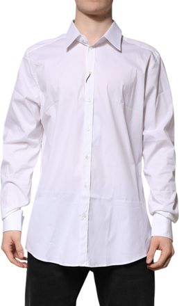 Dolce & Gabbana White GOLD Long Sleeve Dress Men Formal Mens Shirt (Pre-Owned)