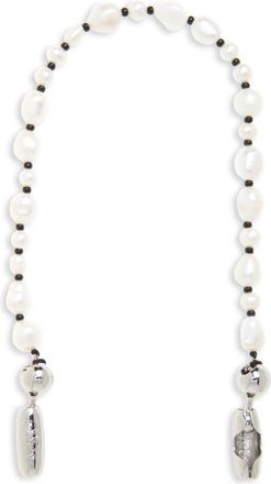 OSSA Freshwater Pearl Wrist Strap for iPhone Case in Pearl/Black at Nordstrom