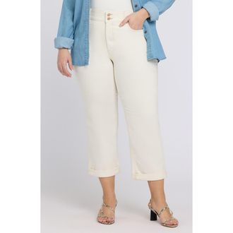 NYDJ Bailey High Waist Crop Relaxed Straight Leg Jeans in Vintage White at Nordstrom, Size 14W