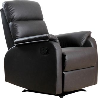 HOMCOM Homcom - Sill&oacute;n Relax Reclinable Manual Tapizado En Pu Con Reposapi&eacute;s Retr&aacute;ctil Asiento Y Respaldo Extra Acolchados Para Sal&oacute;n Oficina Dormitorio 75x9
