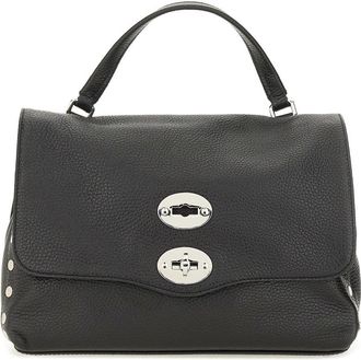 Zanellato Structured Black Leather Handbag With Turn-Lock Closure