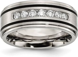 Diamond2Deal Titanium Brushed Polished and Enameled 1/2 Ct Diamond Band Ring