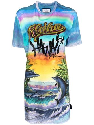 Philipp Plein graphic-print short-sleeved T-shirt - Blue