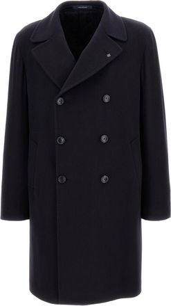 Tagliatore Single-Breasted Long Coat With Wide Peaked Lapels