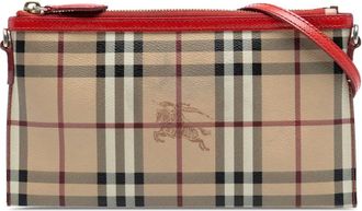 Burberry Borsa a tracolla Haymarket Check in tela cerata Peyton 2000-2017 - Marrone