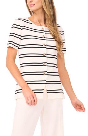 Ted Baker Gail Stripe Button-Up Sweater in New Ivory at Nordstrom, Size X-Small