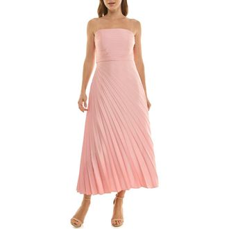 Nicole Miller Pleated Strapless Satin Cocktail Dress in Crystal Rose at Nordstrom Rack, Size 16