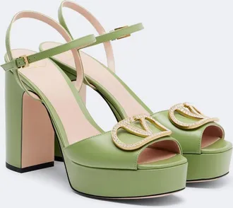 Valentino Garavani VLogo embellished leather platform sandals