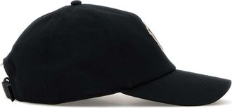 Moncler Mens Baseball Logo-Embroidered Cotton Cap Black Base