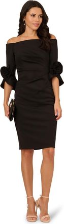 Adrianna Papell Womens Rosette Scuba Dress - Black - Size 10 UK