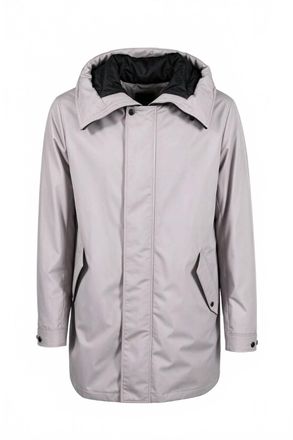 Moorer Mens Mid Length Lightweight Coat In Pearl