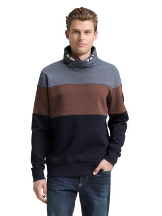 Tom Tailor Sweatshirt TOM TAILOR, Herren, Gr. 3XL, sky captain blau, Sweatware, Obermaterial: 65% Baumwolle, 35% Polyester, colorblocking, regular fit normal, oh