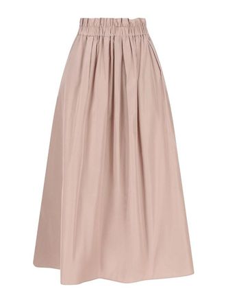 Herno Light Pink Long Crinkled Skirt