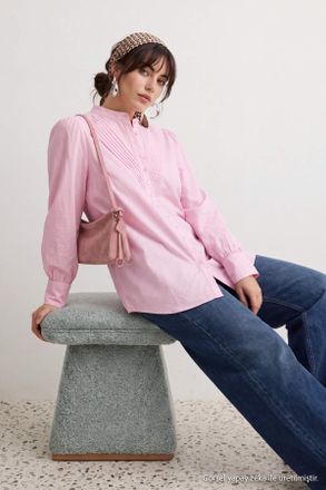 Trendyol Modest Dames Roze Effen Lang Regular fit Modest Overhemden