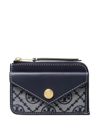 Tory Burch T Monogram cardholder - women - Cotton/Polyester/Polyester/Calf Leather - One Size - Blue