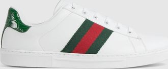 Gucci Mens Gucci Ace Sneaker, White, Leather