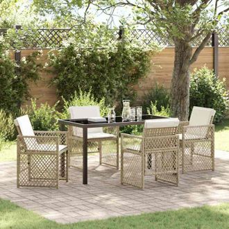 vidaXL Conjunto De Comedor De Jard&iacute;n 5 Pcs Beige Rat&aacute;n Sint&eacute;tico Vidaxl
