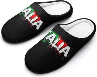 Generic Italia Italy Funny Mens Slippers Cotton Warm House Shoes Memory Foam Sandals Print Size 7-14