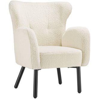 TecTake Armchair, Thickly Padded, With Boucl&eacute; Cover in Cream
