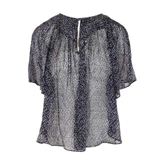 Isabel Marant Neslya Short-Sleeved Printed Muslin Blouse - female - Marant &eacute;toile - Blouses - Black - M - Blouses & Shirts