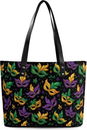 Generic Mardi And Gras Mask Tote Bags for Women Cute Shoulder Purses Handbags