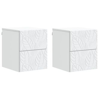 vidaXL Mesita De Noche De Pared 2 Pcs Blanco 34,5 X 33 X 40 Cm Vidaxl