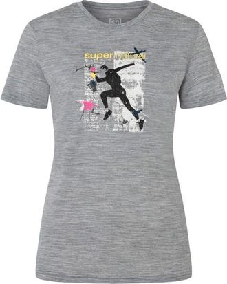 super.natural Running Art Tee Merinoshirt f&uuml;r Damen | grau/ various